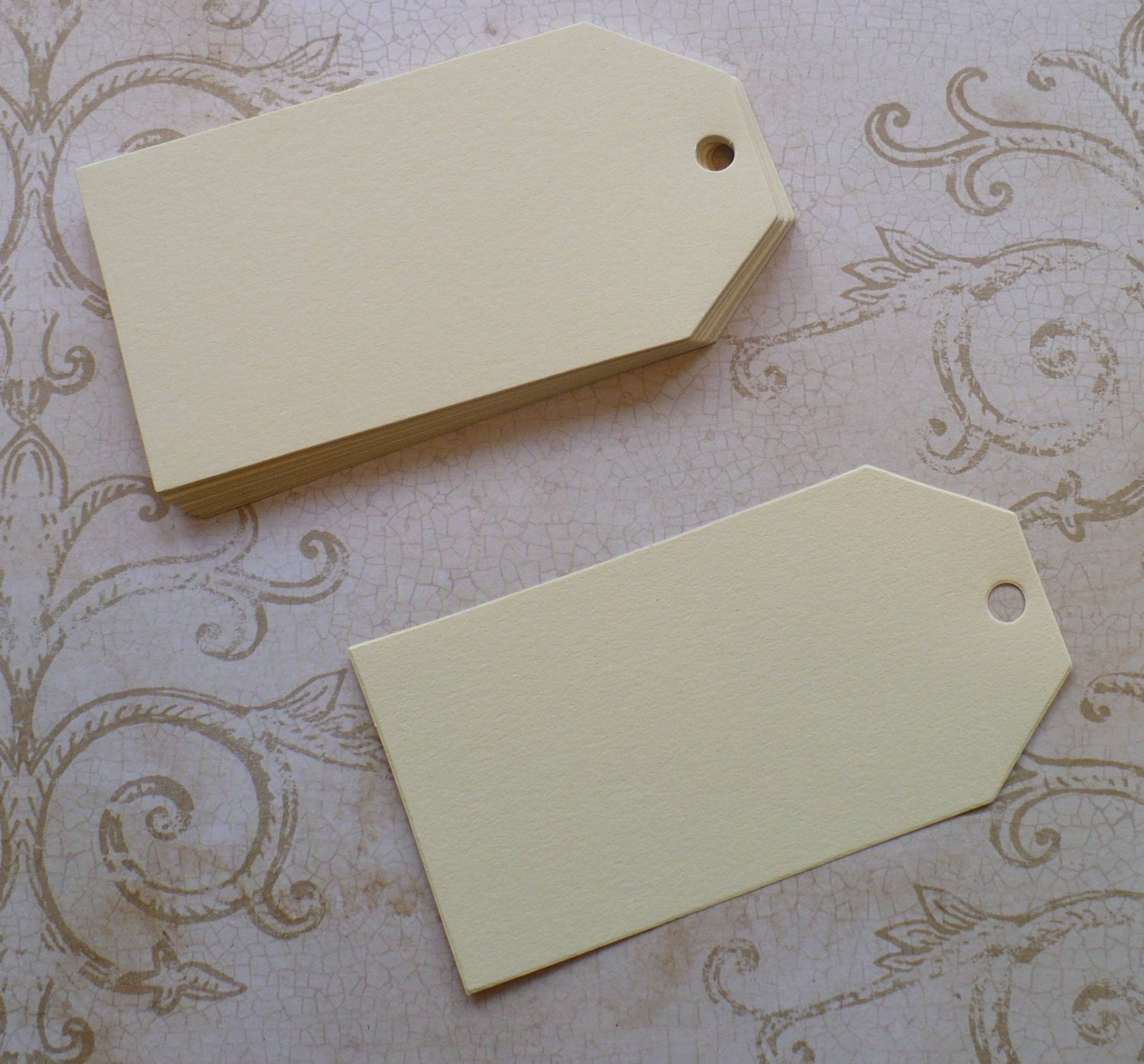 25 Cream Cardstock Sizzix Tags Die Cut pieces for Weddings Rustic Vintage Crafts Cards Scrapbooking