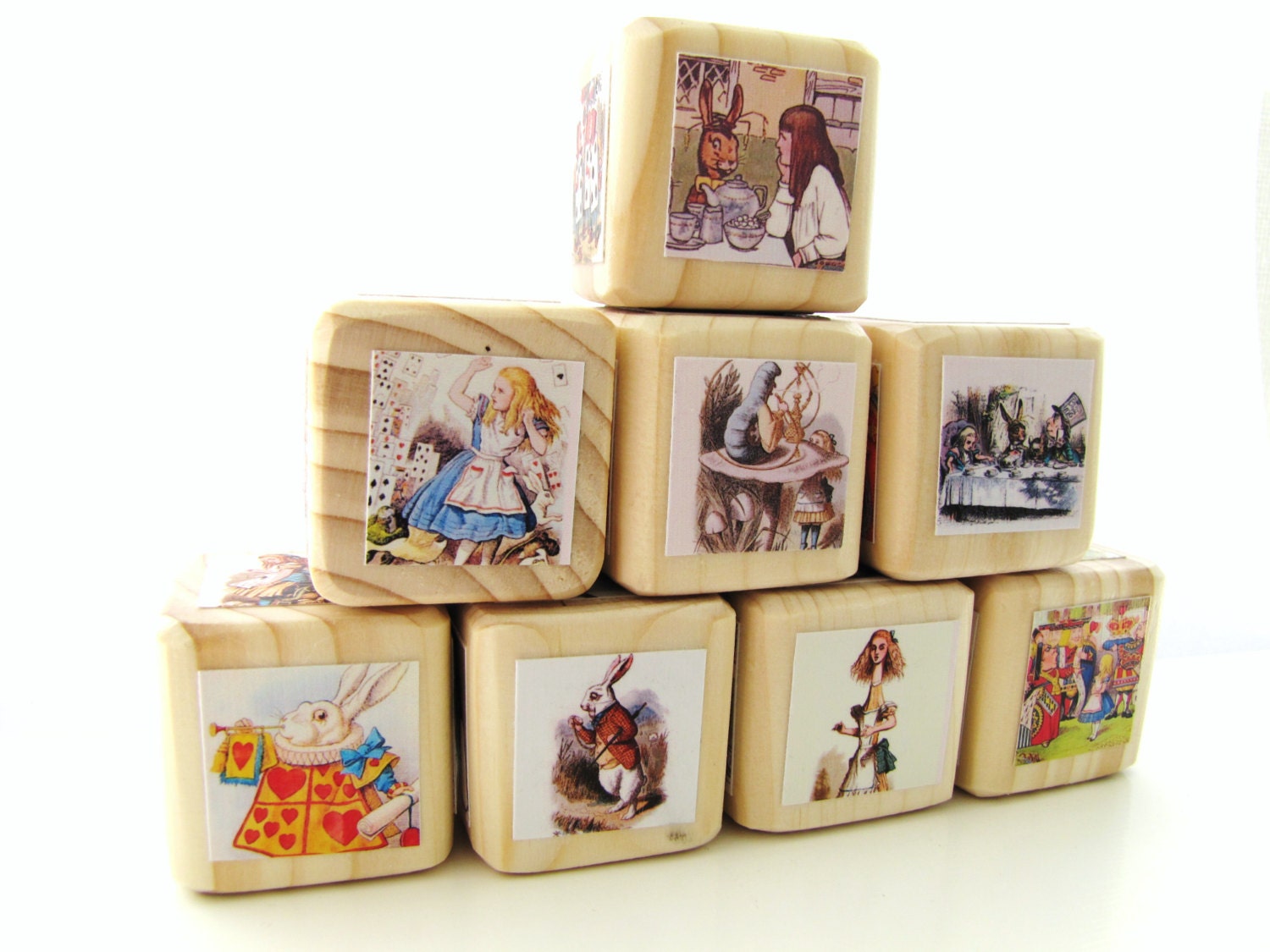 Alice in Wonderland. Baby Blocks Nursery Decor & Baby Shower Decoration. Whimsical. Spring. Classic gift