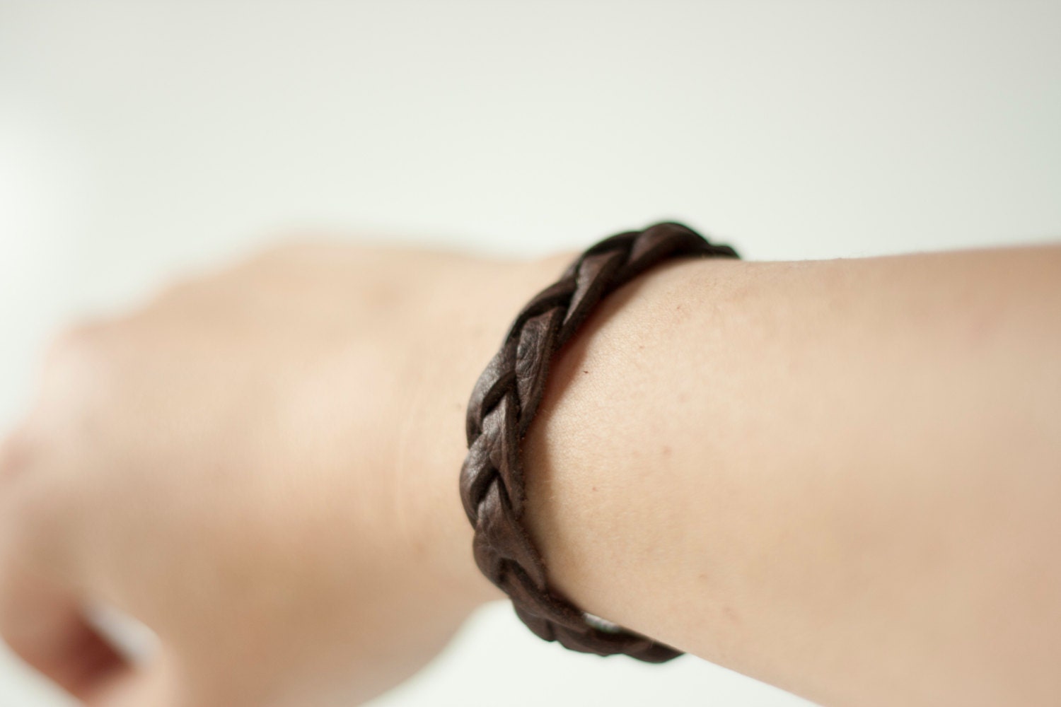 Paramour Dark Brown Soft Leather Woven Braided Bracelet