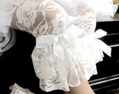 Baby Girls white lace ruffle  leggings, lace pants.