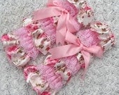 Vintage Floral Light Pink With Bow  pink lace and satin Girls Leg Warmers