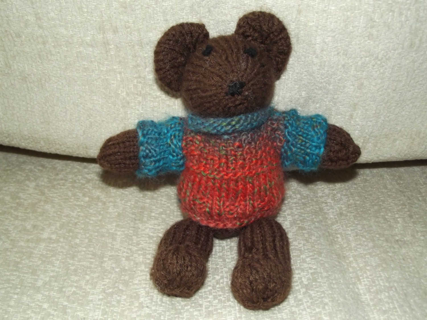 Hand Knit Teddy Bear with Sweater