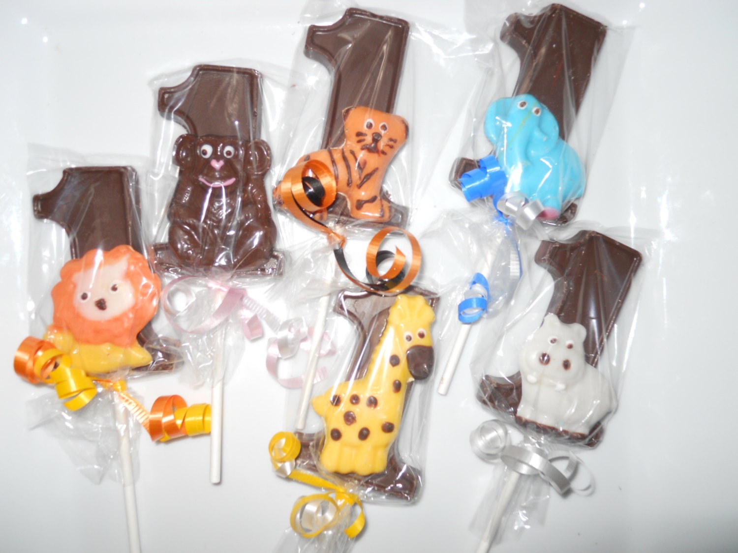 24 funfari Baby 1st First Birthday Safari Animal Chocolate Lollipops Birthday gift Party Favor Kids