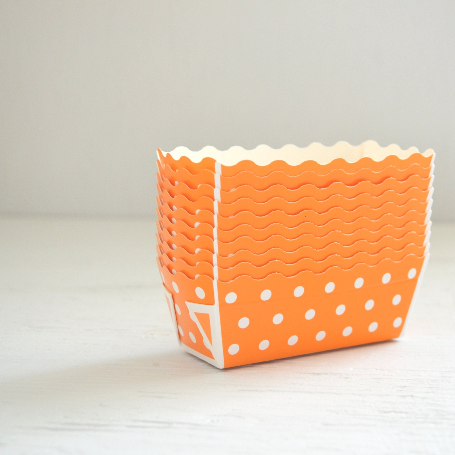 10 ORANGE DOTS miniature loaf pans - baking supply, treat and favor packaging