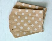 25 small KRAFT polka dot paper gift or favor bags - 2.75 x 4 inches