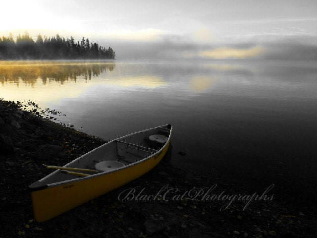 Lake Canoe Art Summer Holiday Dreamy Surreal fog lakefront home decor wall art 8x12 Fine Art Canadian photo print nature photography