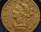 1849 10 Dollar Gold EXtra Fine Condition Super rare