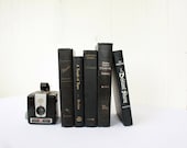 Vintage Black Books, Set of Books, Black Decor, Modern Decor, Black and White, Display Books, Set of 5