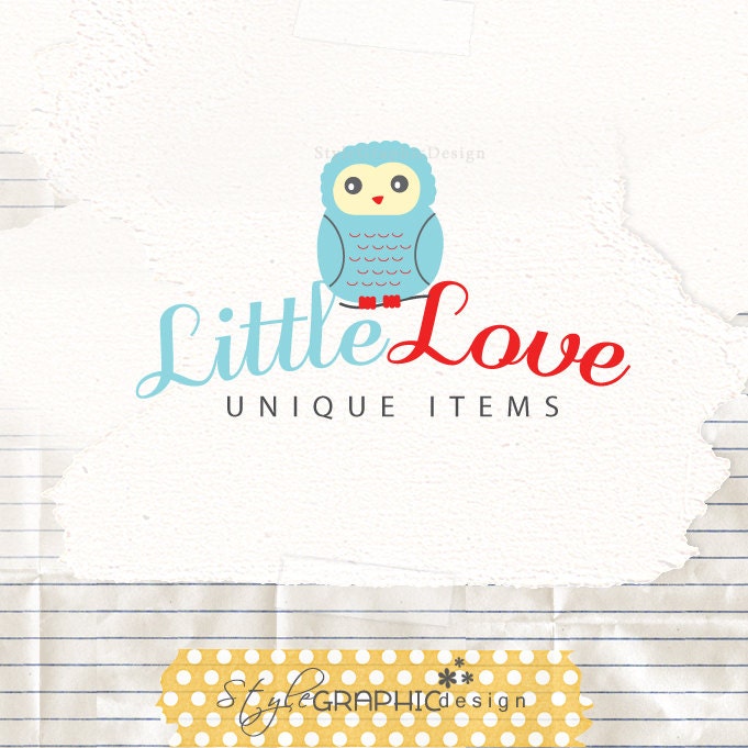 Sweet owl logo premade ooak branding boutique logo photographer logo