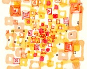 Square Passage, a detailed tiny original pen and ink drawing, original and one of a kind
