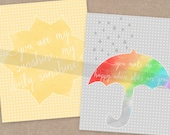 You Are My Sunshine set of two 8x10 prints - gray, rainbow, yellow, script