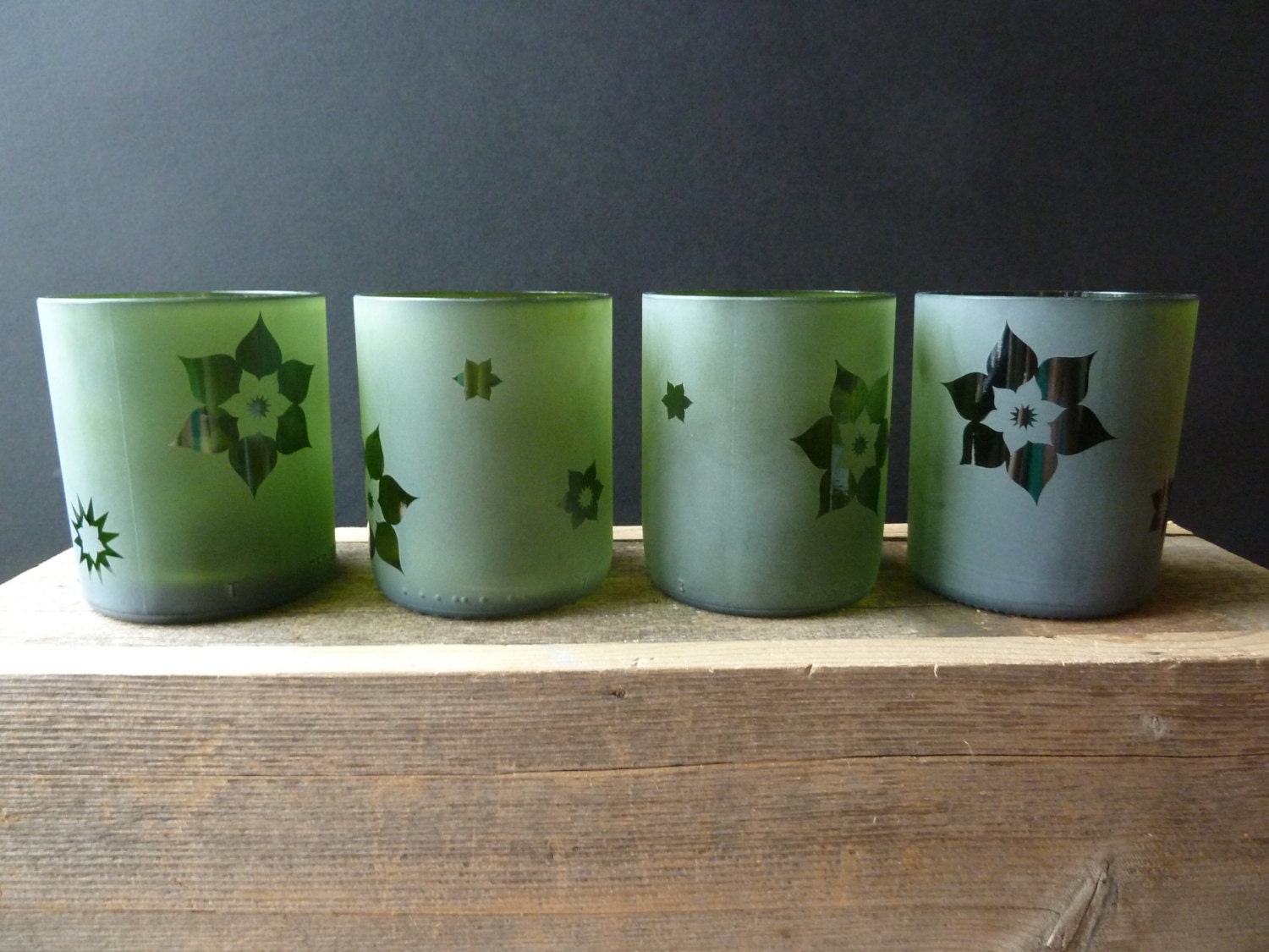 Recycled Bottle Drinking Glasses -- Lotus Lowballs