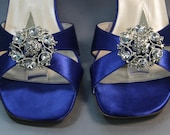 SAMPLE SALE Wedding Shoes -- Horizon Blue Wedding Wedges with Silver Rhinestone Adornment-- Size 8 Only