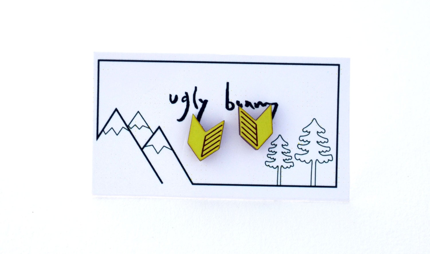 Chevron Stud - Laser Cut Wood - Lime