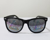 80s Wayfarer Sunglasses DEF LEPPARD NOS Mirrored Lenses Black Plastic Hair Band Rock 1980s Vintage Mens Womens