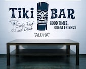 Tiki Bar, Aloha, Hawaii, Retro Ad,  - Vinyl Decal, Wall Art,  Wall Sticker, Wall Decal, Wall Decor, Kitchen, Home Decor