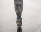 Primitive 20.5" Tall Iron Post Architectural Antique Late 1800's Victorian Edwardian Porch Gate Garden Salvage