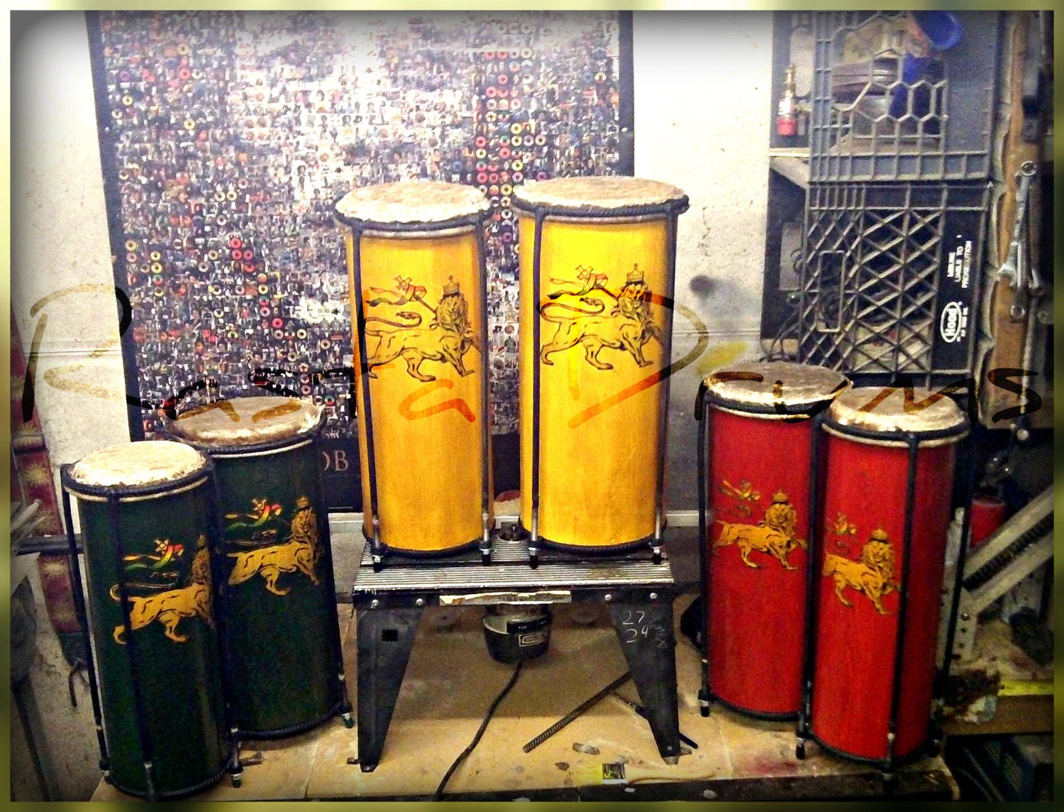 Rasta Drums HEARTBEAT Nyabinghi set - 2 Drums kette and fundeh