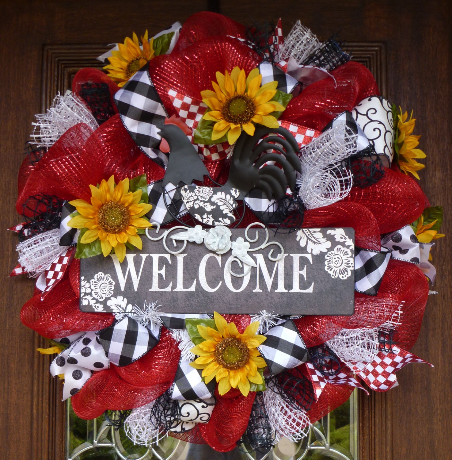 Deco Mesh ROOSTER WREATH