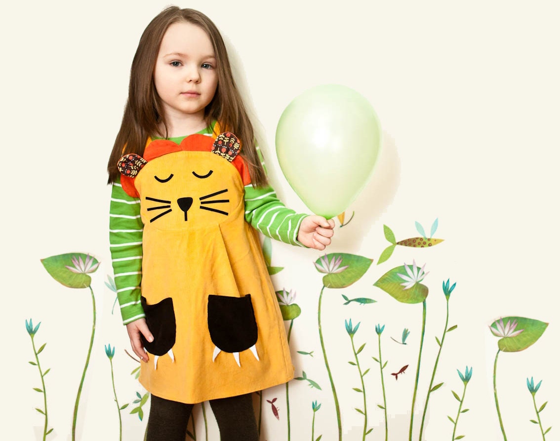 girls gold lion dress , 6m.1y,2y,3y,4y,5y,6y by wild things,