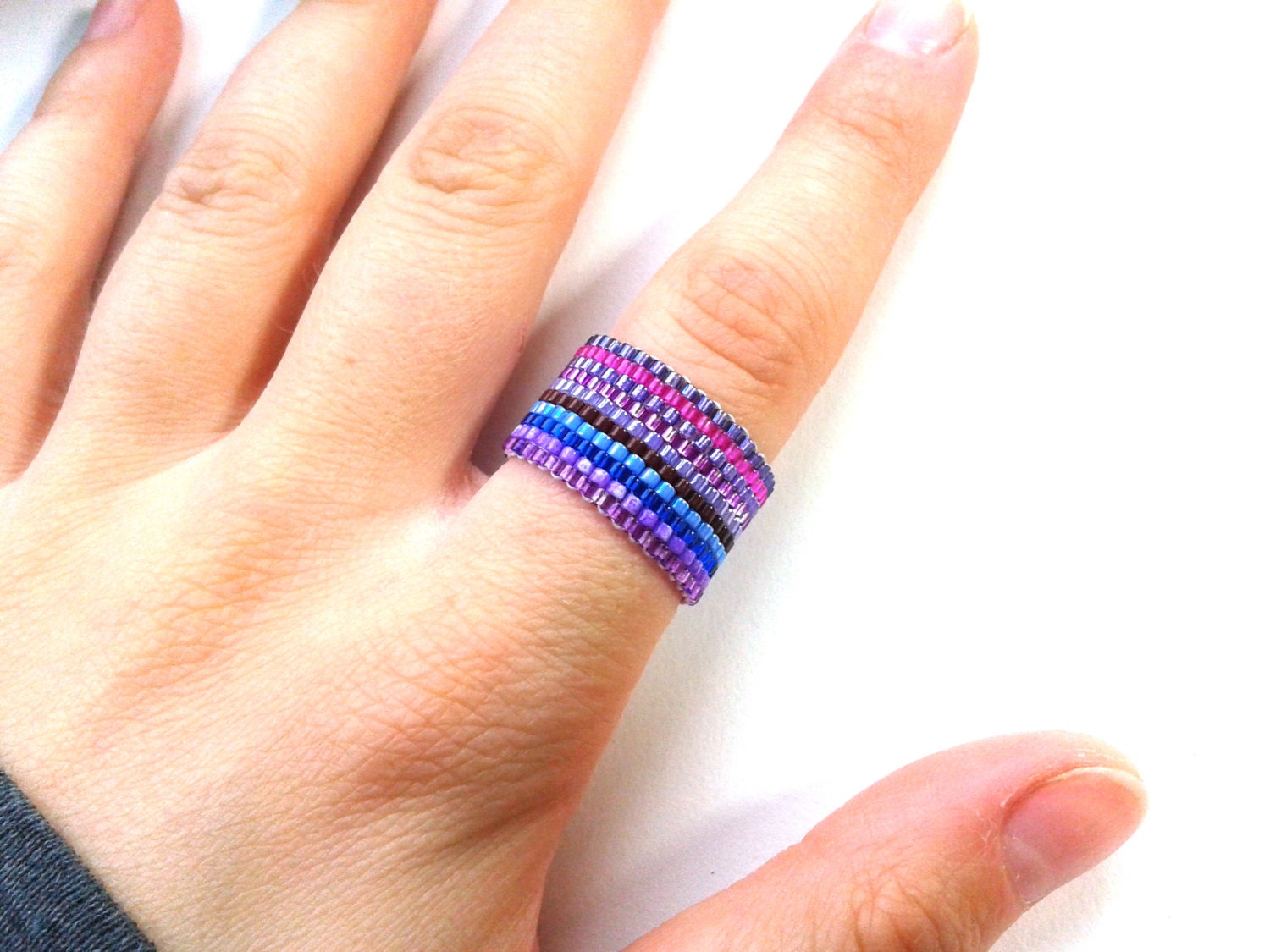 Purple Beaded Ring