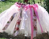 Rose's shabby chic Tea Party tutu skirt for weddings,party,flower girls,photoprop,birthdays