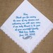 Ladies Handkerchiefs Embroidered Personalization Wedding Handkerchief for Mother of the Groom from the Groom