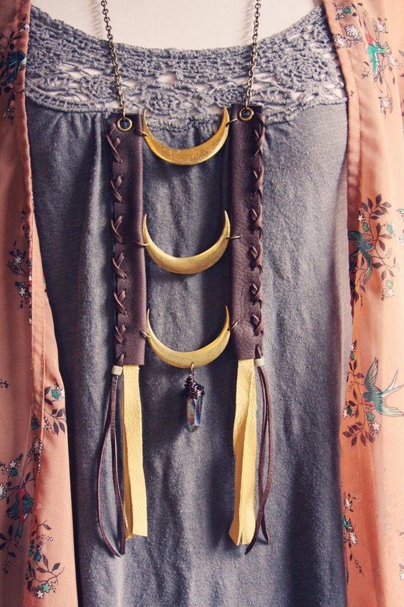 luna.  a bohemian moon inspired breastplate necklace.