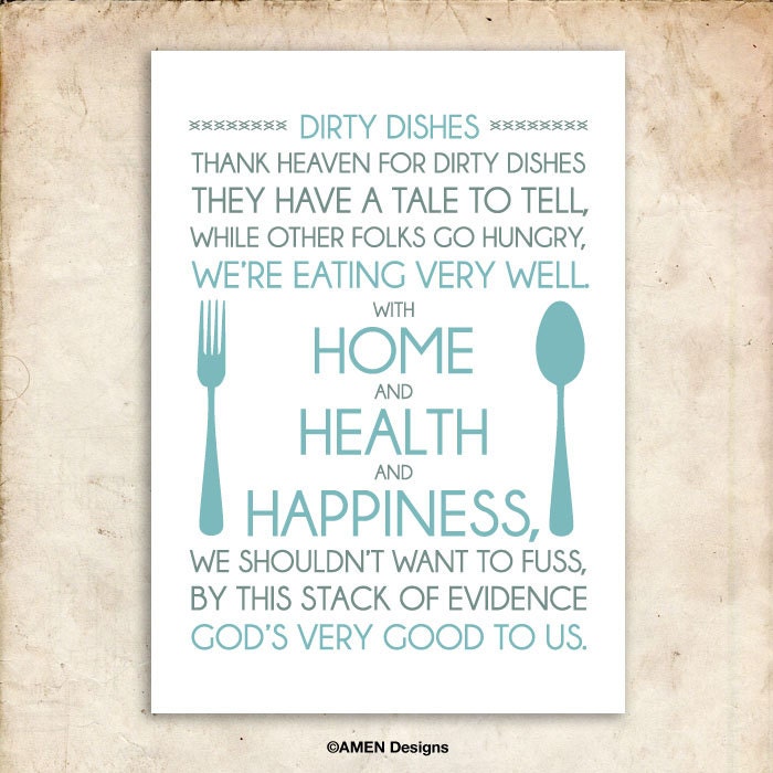 Dirty Dishes. 8x10. PDF. DIY Printable Home Decor.
