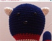 ON SALE Crochet American Flag Cat door stop handmade art doll decoration world amigurumi