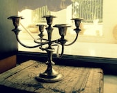 Mid century 5 arms Candelabra, Silver tone Victorian style big Candelabra, Retro traditional tableware, Dinner Party, Wedding, collectible