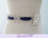 Bridal Sash - Crystal and Rhinestone Encrusted Monroe