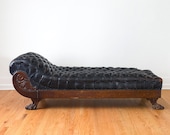 ONE KINGS LANE - Reserved Antique Distressed Leather Chaise with Claw Feet - Sofa Day Bed