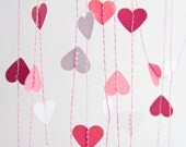 Hot Pink & White Stitched Heart Paper Garland Bunting Decoration