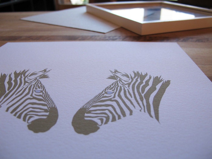 Olive Zebra print - 8" x 8"