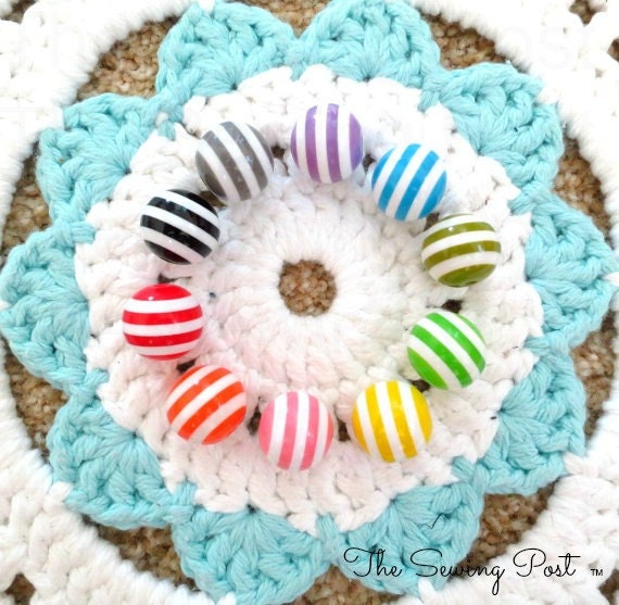 20ct Candy Crush MIX Resin Stripe Beads (20mm)