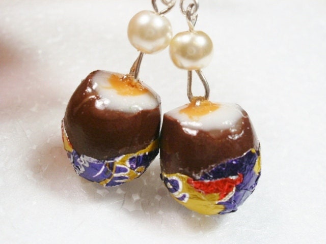 Cream Egg Earrings. Polymer Clay.