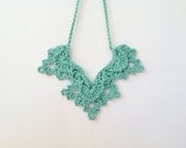 Crochet Angel Wings Necklace - Mint Green