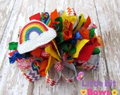 Rainbow Chevron Feltie Boutique Funky Bow