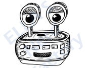 Robot Nursery Art Print Black and White 8x10 inch