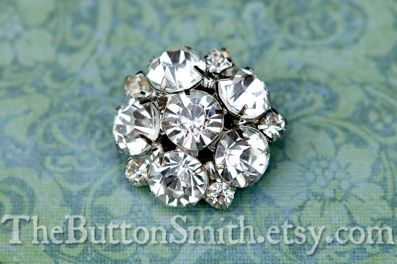 Metal Rhinestone Button "Laurel" (22mm) RS-055 - 20 piece set