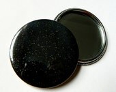 Space Pocket Mirror.  Handbag Mirror, starry night print fabric.