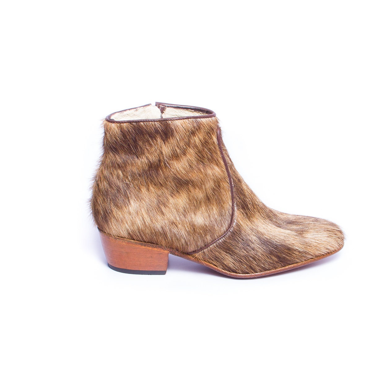 hairy furry brown beatle boots - FREE SHIPPING