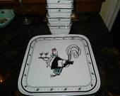 Zrike Cocktails Cocktail Serving Tray with Four Canape Bowls - Roosters and Hens - Made in Poland