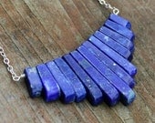 Geometric Gemstone Necklace - Lapis Laizul Gemstone and 925 Sterling Silver