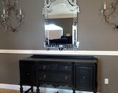 Buffet, Sideboard, Hand Painted, Custom Paint, Antiqued Painted Buffet, Hand painted vintage buffet table