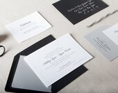 Quinn Wedding Invitation in Black and Silver - SAMPLE - Classic Black and White Wedding Invitation - Formal Wedding Invitation