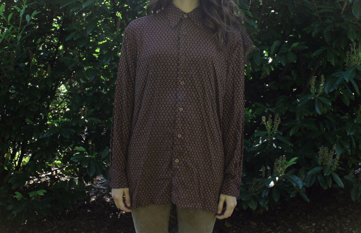 Maroon Floral Button Up