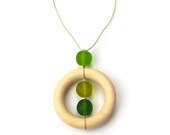 Wooden Teething Necklace for Mom - Nursing Necklace - Spring Greens - Lime, Chartreuse, Tender Shoots