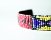 hot pink metallic gray buter yellow lilac saphire - loom woven cuff